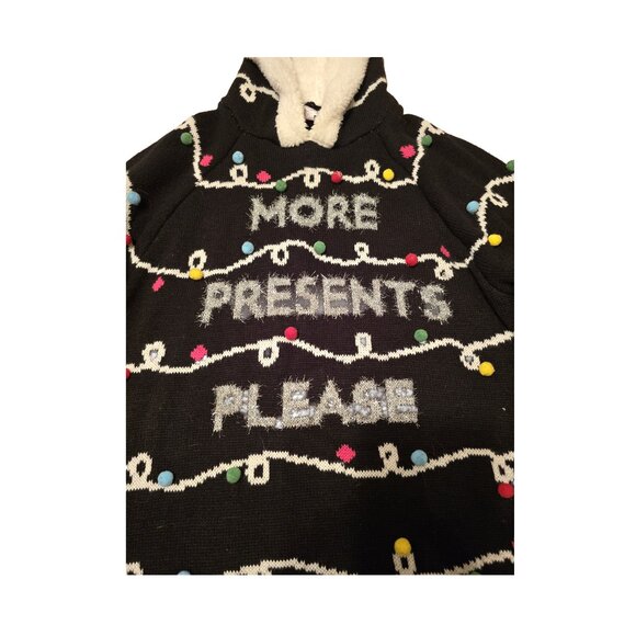 NWOT Women's Holiday Ugly Christmas Sweater Hoodie with Lights Star Size L 11-13 - Picture 2 of 7